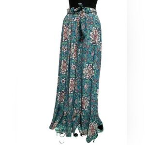 Bisou Bisou Teal Floral Maxi Skirt